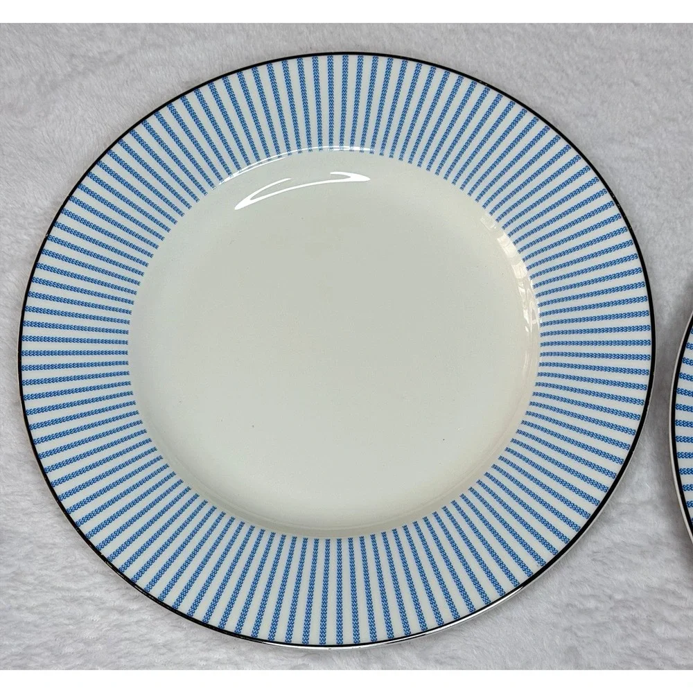 2 KATE SPADE Laurel Street Lenox Blue Stripe Salad Plates 9.5
